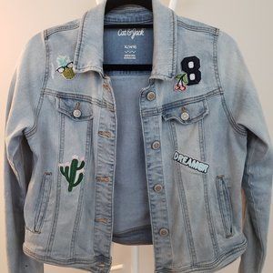girls patched denim jacket- Cat & Jack